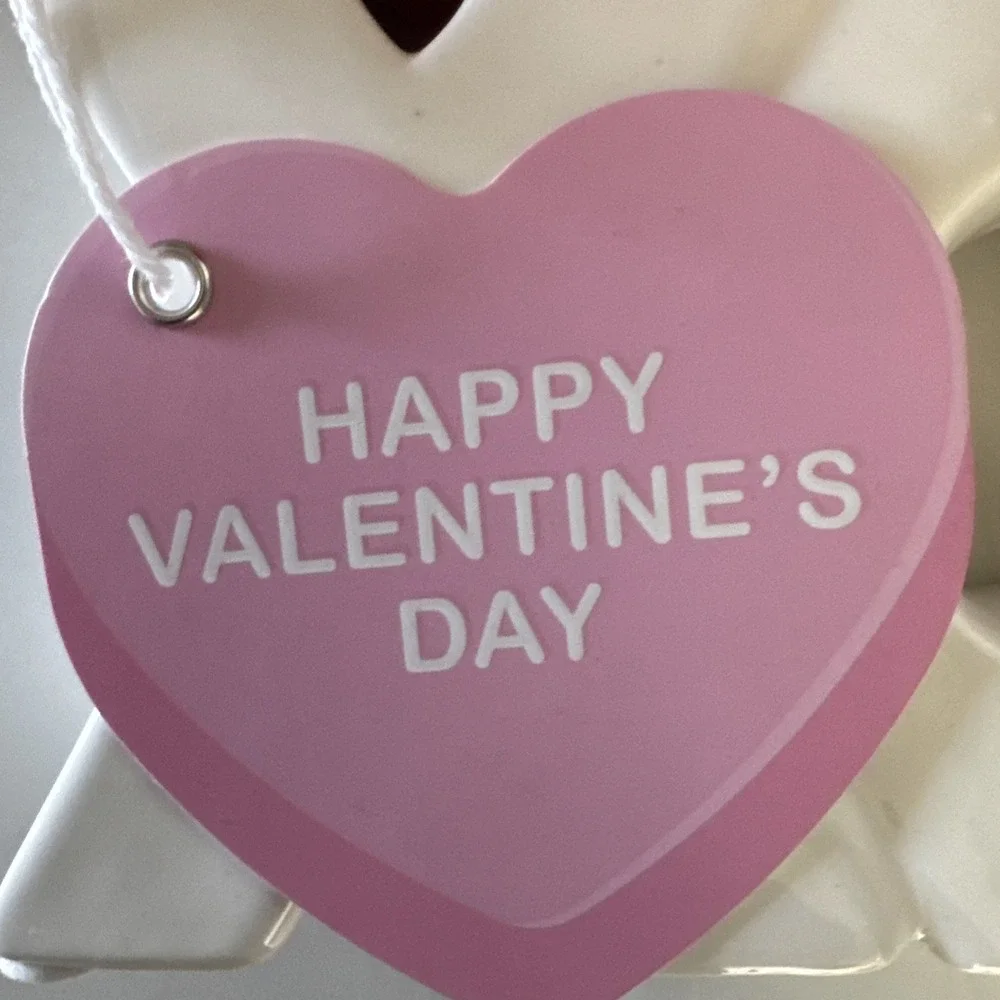 Valentine's XO Ceramic Vase with artifical red roses